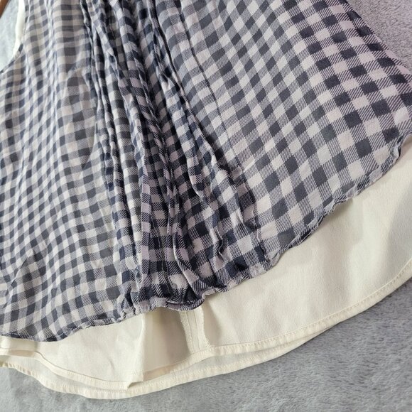 JCrew Women Silk Gingham Popover Top 6 Black White Check Sleeveless Quiet Luxury - Picture 3 of 12